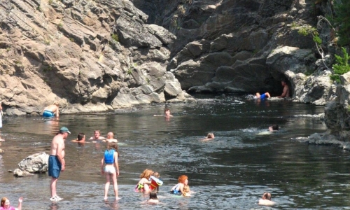 Swimming in the Firehole River in Yellowstone