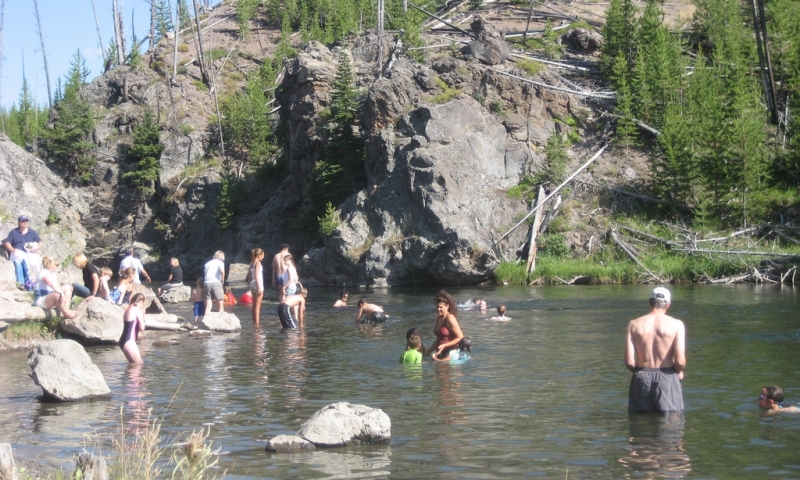 Swimming in the Firehole River in Yellowstone