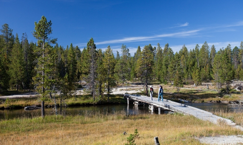 Trail over the Firehole River near Lone Star Geyser