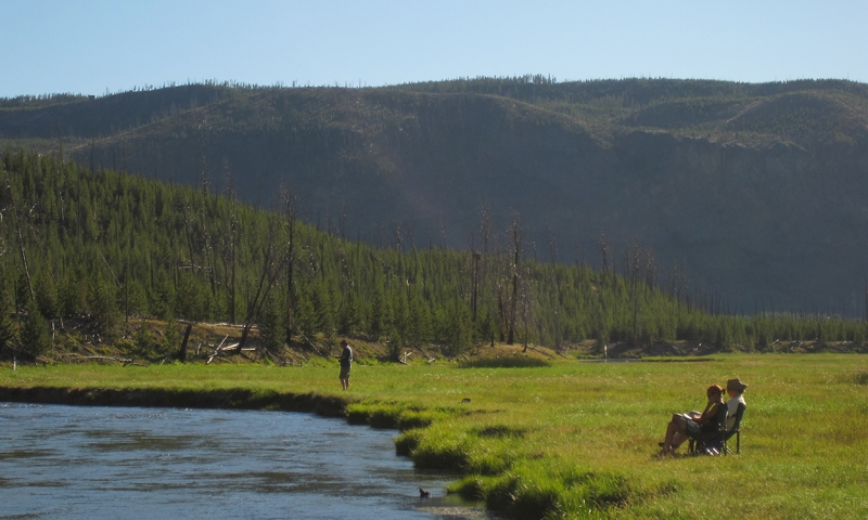 Fishing and Reading along the Madison